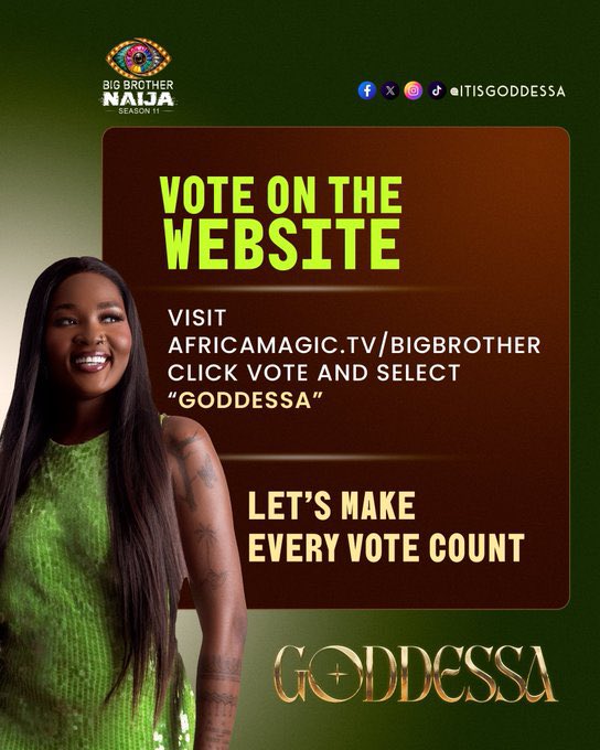 akunna_esq's tweet photo. The hour has come
Please I’m begging you
I don’t want to see this babe mehn🥹🥹🥹
Vote for my sister

#Goddessaszn #Goddessa #bbnaija https://t.co/OtatU0wGOZ