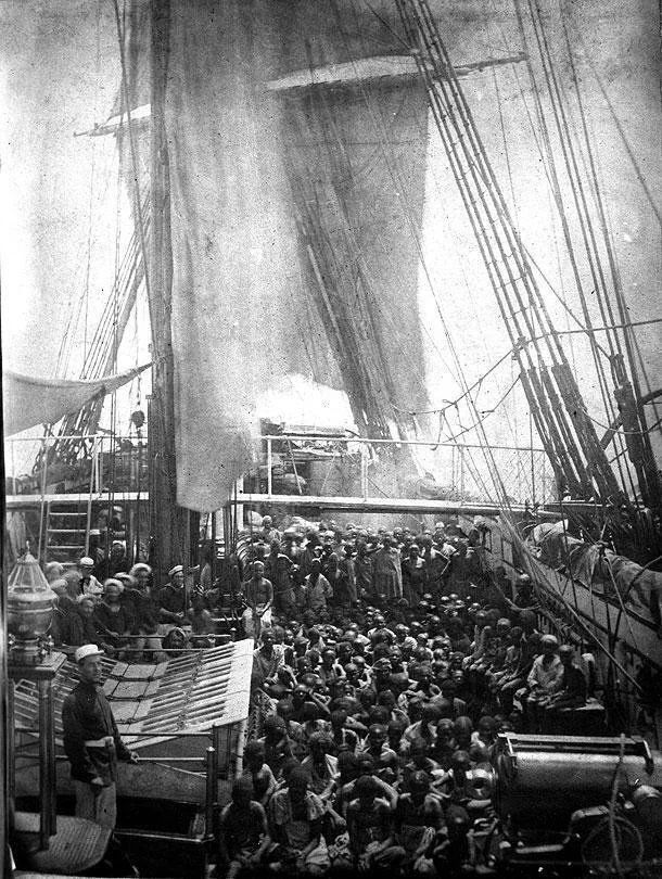 fasc1nate's tweet photo. Rescued children who were to be sold into slavery crowd the deck of the HMS Daphne (1868) 

More rare historical photos:  https://t.co/W7jIvOHun5 https://t.co/JmAyIhs68A