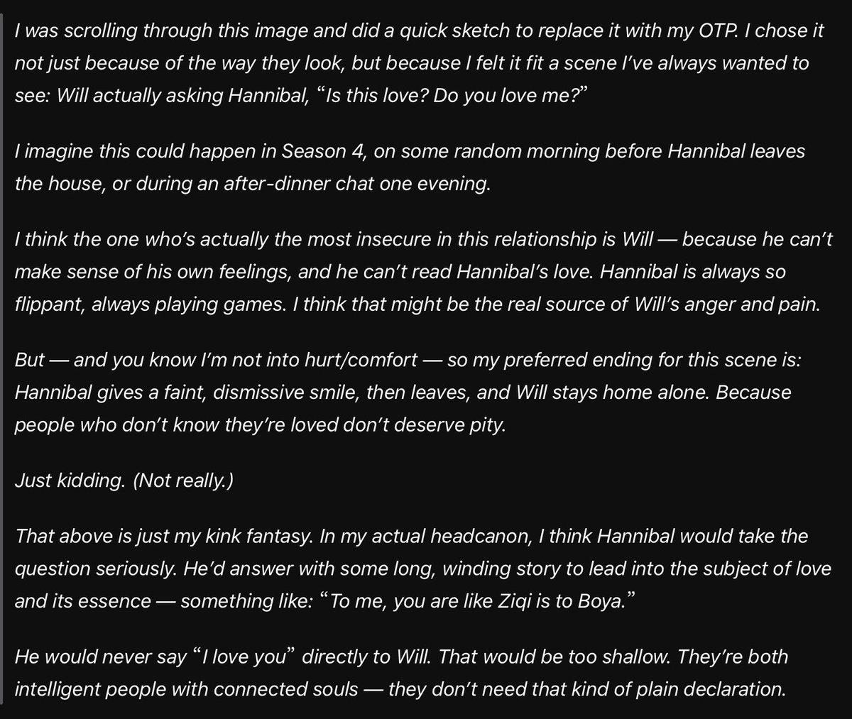 free11037's tweet photo. My understanding in English. #hannibal #hannigram https://t.co/qGtzKiG8bb