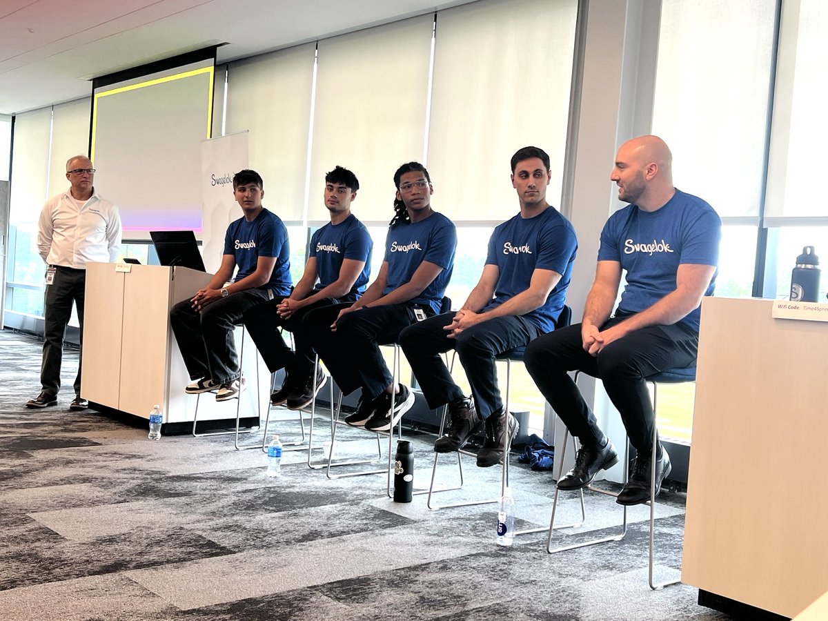 polariscareer's tweet photo. Stephen Wenger, a 2021 @NOCSEagles grad & Precision CNC Machining alum, went from a Polaris internship at @Swagelok to a career & recently returned as a panelist at the 2026 Swagelok Partner Summit to share his story - proof that #CTEWorks! #PartnershipsMatter #PolarisMeansJobs💪 https://t.co/UiIyV0GAkE