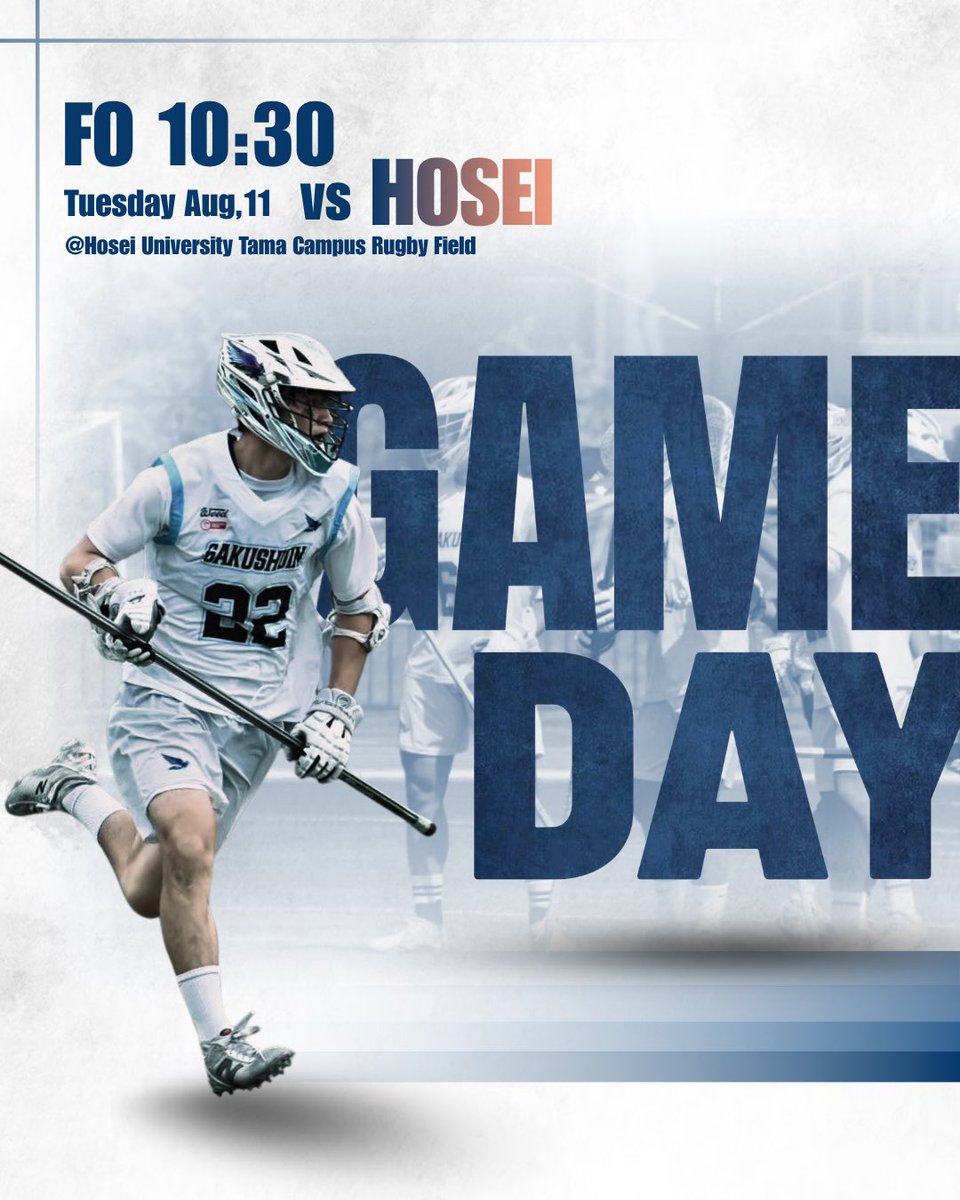 men_glax's tweet photo. 【GAME DAY】
本日、リーグ戦第二戦となる法政戦が開催されます。

《試合詳細》
⏱️日時
8月11日（火）FO 10:30
🏟️会場
法政大学多摩キャンパスラグビー場
⚠️車でのキャンパス来場は不可です。
📺配信
YouTubeアカウントにてLIVE配信予定
チャンネル名 : 【学習院大学ラクロス部男子】 https://t.co/s65gJiWbDQ