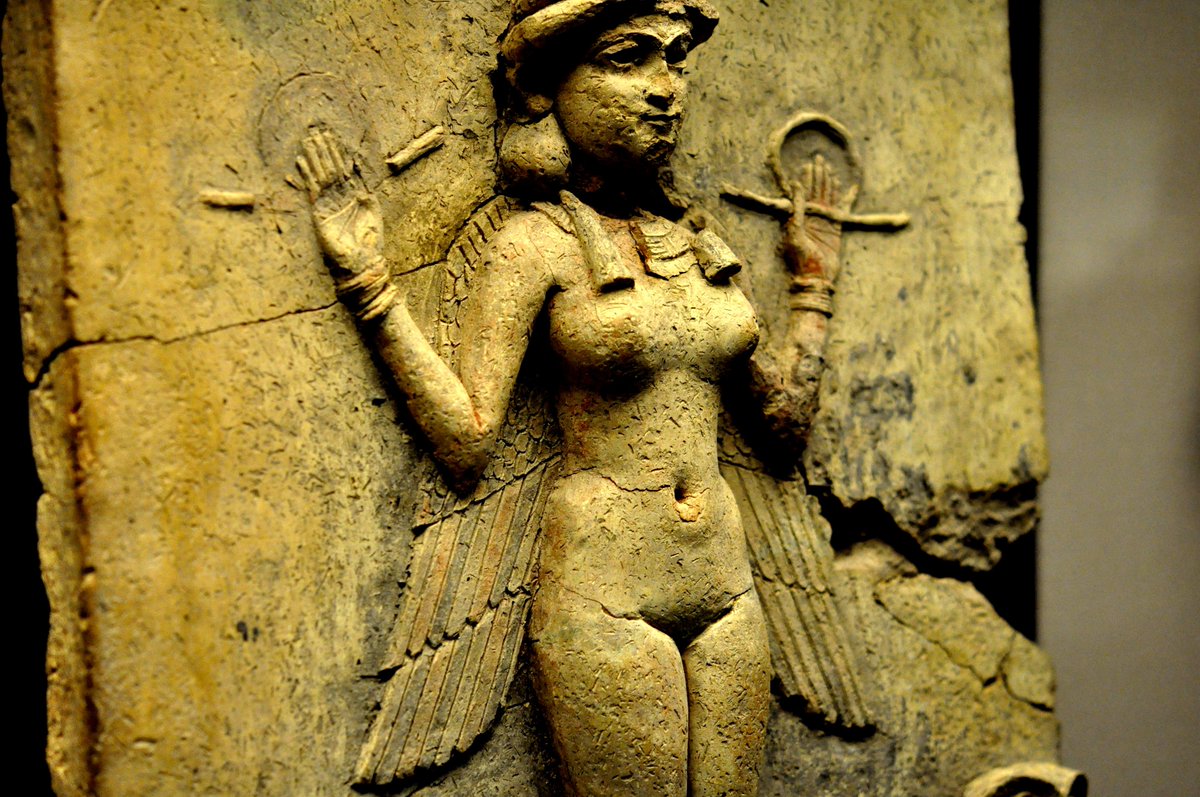 whencyclopedia's tweet photo. 👑🌙 The Queen of the Night (Burney Relief) is a high-relief terracotta plaque depicting a naked winged woman flanked by owls and standing on the backs of two lions.

📝 Article by Joshua J. Mark. 
📷 Photos 1 and 4 are ©️ by Osama S.M. Amin and the Trustees of the British Museum https://t.co/DNsubnD4gk