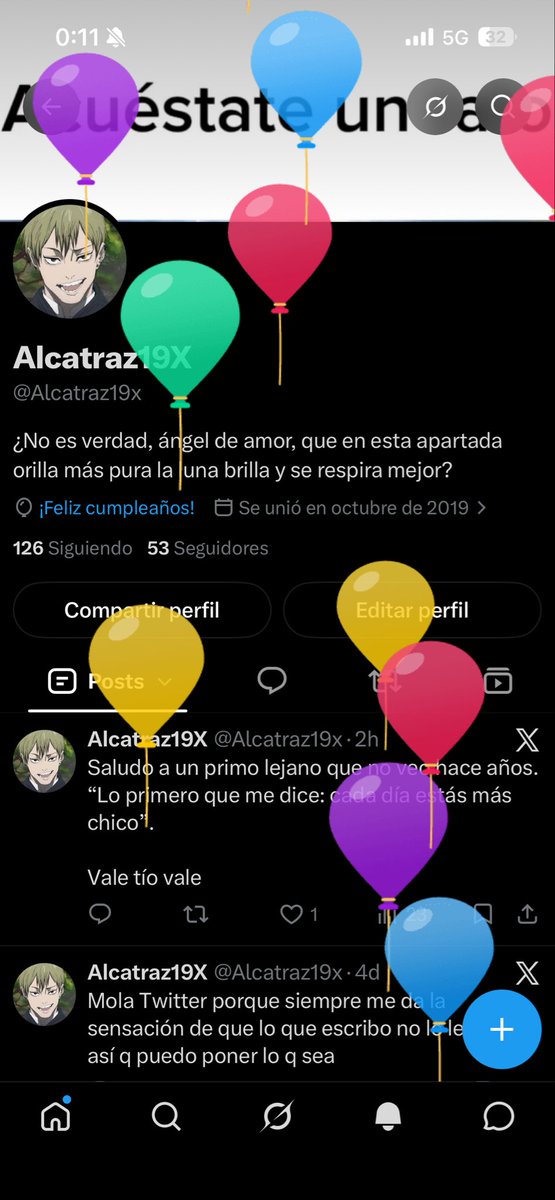 Alcatraz19x's tweet photo. Hoy se celebra el día en el que salen unos globos en el perfil de Twitter!!! https://t.co/16GqYUUBQe