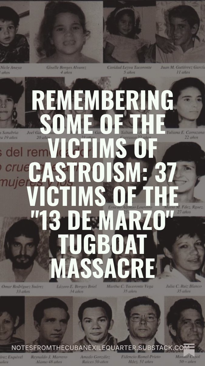 johnjsuarez's tweet photo. Remembering some of the victims of Castroism: 37 victims of the "13 de Marzo" tugboat massacre https://t.co/UXjSfRZnib #Remolcador13deMarzo #ForgetFidel #100AñosConFidel #MalNacido #FidelCastro #FidelEsFidel #UnAsesino #FidelIsFidel #SOSCuba https://t.co/nO0IEKb4fR