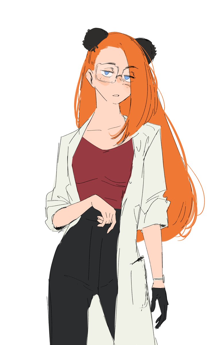 SpindleSong's tweet photo. quick doodle of Kitt in her lab coat https://t.co/ymqDVTQ4Ys