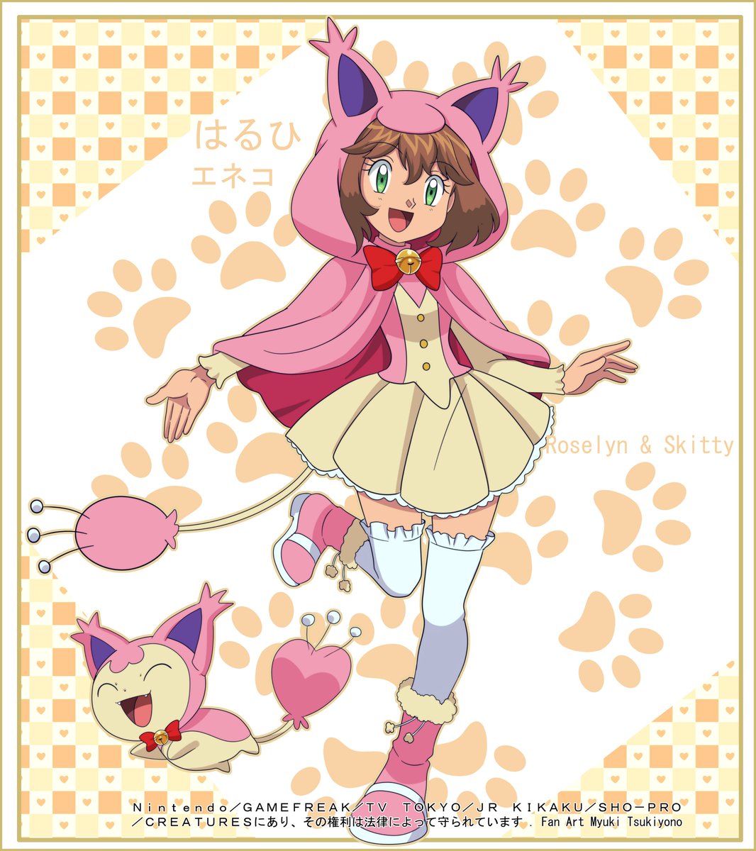 KomisawaS's tweet photo. Nyan nyan! 💕

Roselyn in her Skitty dress for the Contest (she looks so cute! xD)! It's a bit of an older artwork. x3 I think she gives off a sakura vibe, and I like that, haha. 🌸

I really need to draw more of Roselyn and Leo. TuT

#pokemon #skitty #fankid #contestshipping #pokemonoc