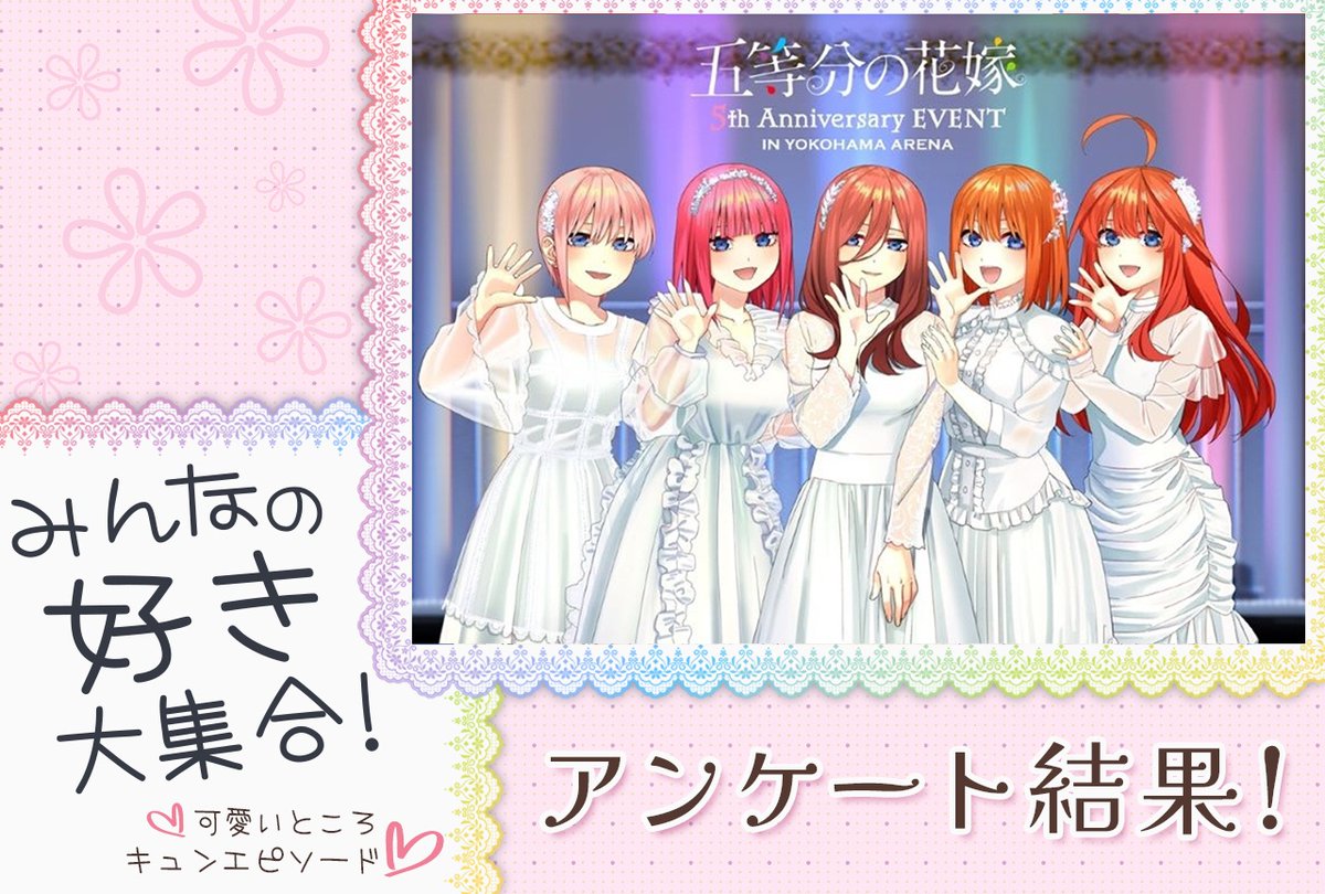 animatetimes's tweet photo. 【8月10日に公開した記事ランキング第3位】

『五等分の花嫁』一花・二乃・三玖・四葉・五月のキュンエピソードを語ろう【アンケート結果発表】

#五等分の花嫁

https://t.co/HEXtCFRJUa https://t.co/NbnL60VrEh
