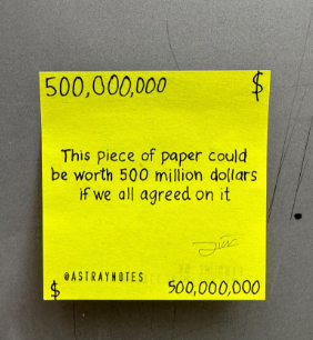 shermcooks's tweet photo. Theres currently a viral tiktok of a $500M piece of paper. 

This could be crazy.

We just have to all agree to it

https://t.co/EE6OH2ejql https://t.co/RBegS9n9sU
