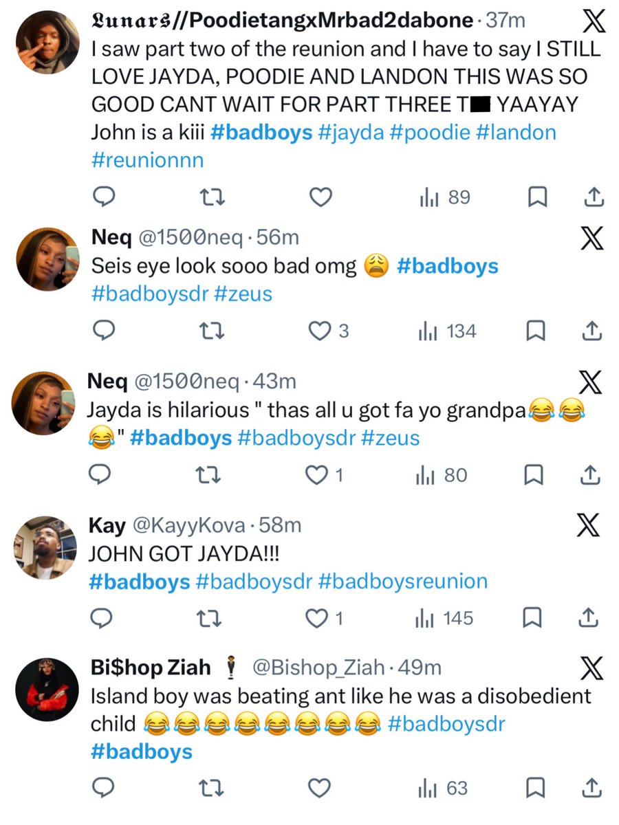 The_ZeusNetwork's tweet photo. Yesssir! ๐ฅ The #BadBoysDominicanRepublicReunion landed at #10 with #Jayda, #SeisBlu, & #Landon @starcosmetics2 on the TRENDING charts!๐๐พ Swipe to see the FAN reactions & share your THOUGHTS on PT.2! ๐๐๐พ
Subscribe & watch #BadBoysDominicanRepublic Reunion on @The_ZeusNetwork!โก๏ธ https://t.co/CAgYVj4Qml