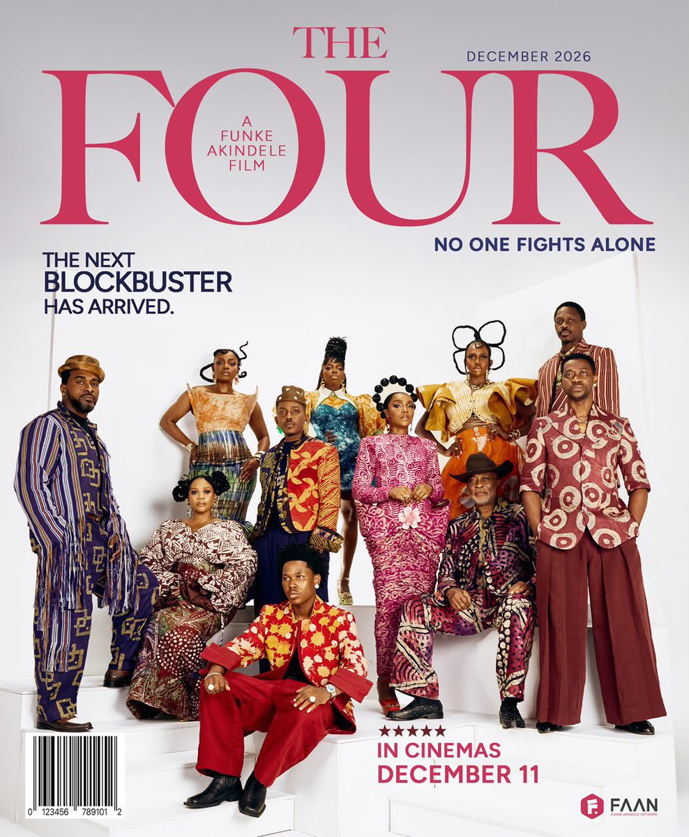 IraborEdith's tweet photo. Proud to be part of this one.
The next blockbuster has arrived.
THE FOUR
No One Fights Alone.
A Funke Akindele Film. @funkeakindele
In cinemas December 11, 2026.
#TheFour #NoOneFightsAlone #TheNextBlockbuster #FunkeAkindeleNetwork #December11 InCinemas https://t.co/CVVECaez5G