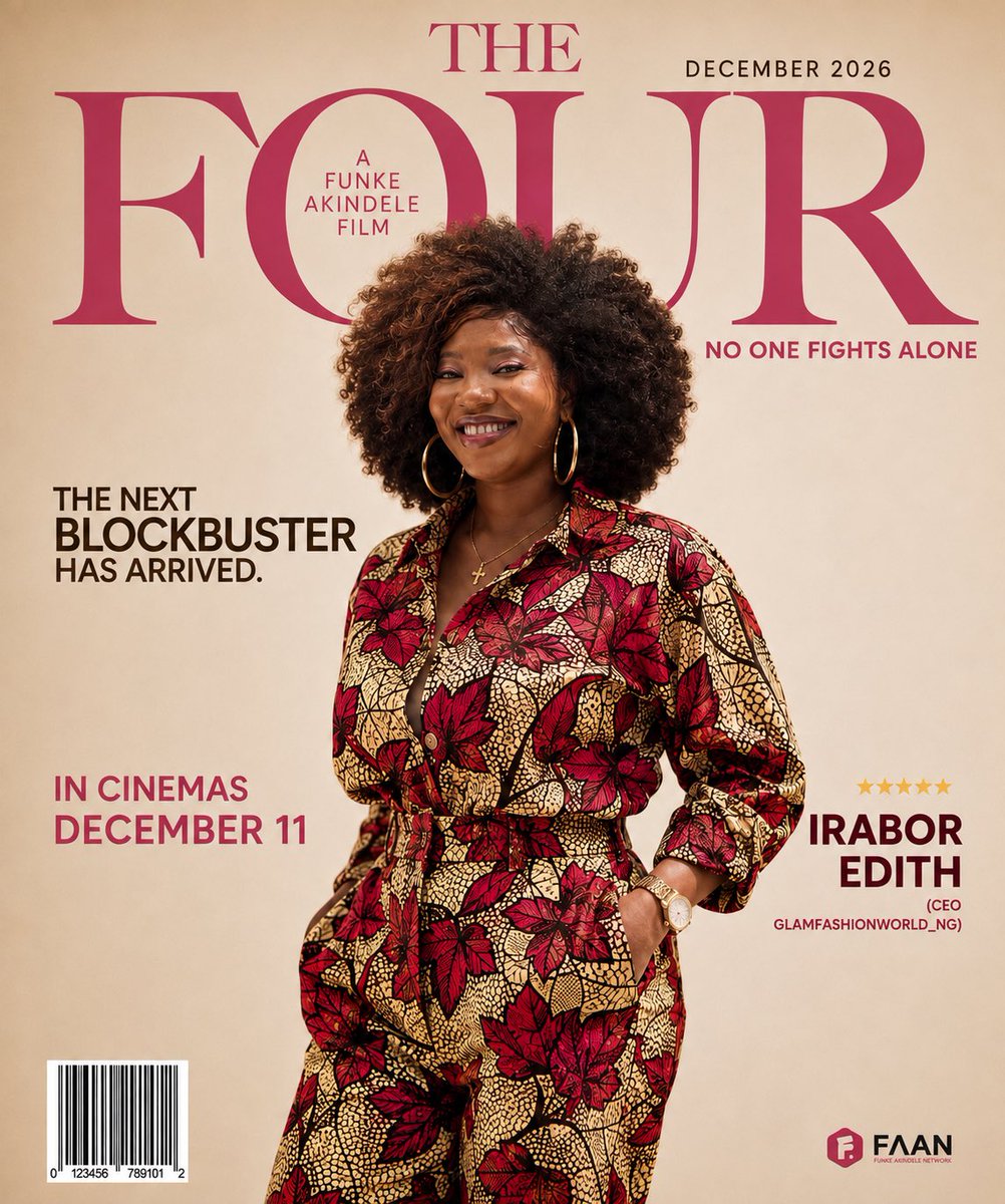 IraborEdith's tweet photo. Proud to be part of this one.
The next blockbuster has arrived.
THE FOUR
No One Fights Alone.
A Funke Akindele Film. @funkeakindele
In cinemas December 11, 2026.
#TheFour #NoOneFightsAlone #TheNextBlockbuster #FunkeAkindeleNetwork #December11 InCinemas https://t.co/CVVECaez5G