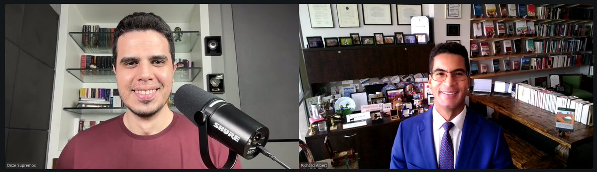 RichardAlbert's tweet photo. 🎙️ A joy to speak with @davidsobreirabm as a guest on the 300th episode of his amazing Onze Supremos Podcast on constitutions, constitutionalism, and the rule of law.

☀️ Don't mind the shorts with the suit jacket! It is 95°F/35°C here in Austin! https://t.co/gv7WPHDq91