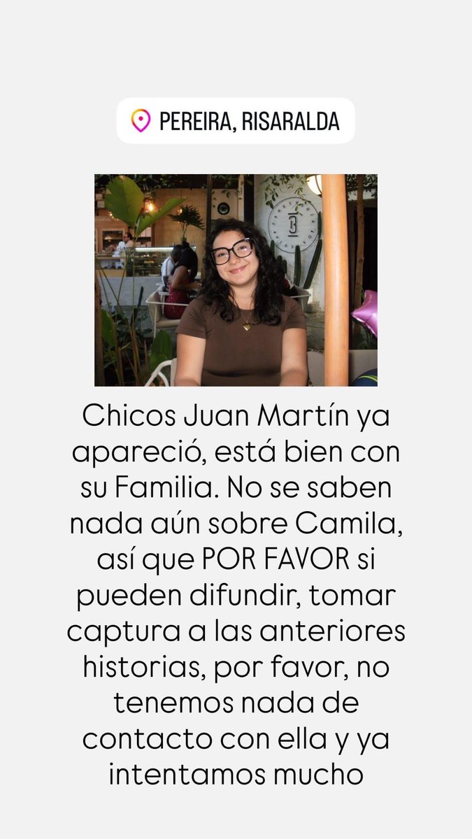 Txtamelxdy's tweet photo. 🚨PEREIRA🚨
AÚN NECESITAMOS LOCALIZAR A ANGIE MILENA ESCOBAR BARAJAS Y CAMILA CASTELLANOS. NO SABEMOS NADA DESDE EL TERREMOTO. PUEDEN CONTACTAR  POR:
3148152046
3136155181
3138211499 https://t.co/T6A7EddvC5