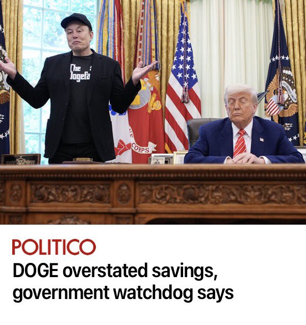 EzequielAguilar's tweet photo. DOGE’s $110 billion in “savings” just got audited.

108 leases they claimed to cancel were already being cancelled before DOGE even existed.

$1.7 billion in Pentagon “savings” — the contract was never terminated.
96% of the grant savings couldn’t be verified.

Elon left. The numbers were fiction.
#DOGE #ElonMuskTheRetardKing