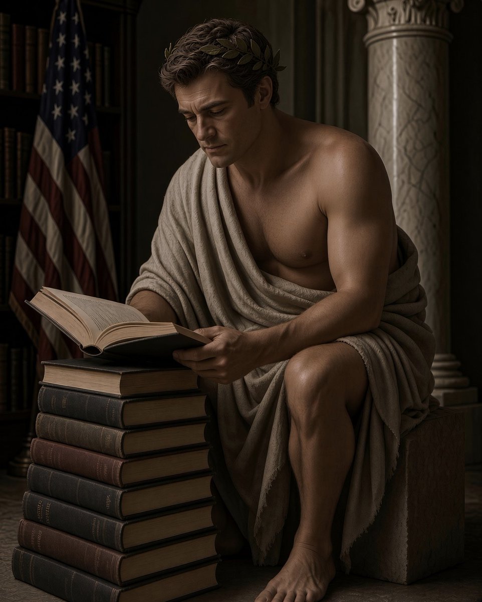 AmericaFirstLit's tweet photo. Our civilizational enemies WANT you, a young American man with great potential, to associate reading books with being a loser.

This couldn't be further from the truth.

History's greatest winners, thinkers, conquerors, READ carefully and learned.

We want you to do the same.🏛️📚 https://t.co/GMCGaD7Xgy