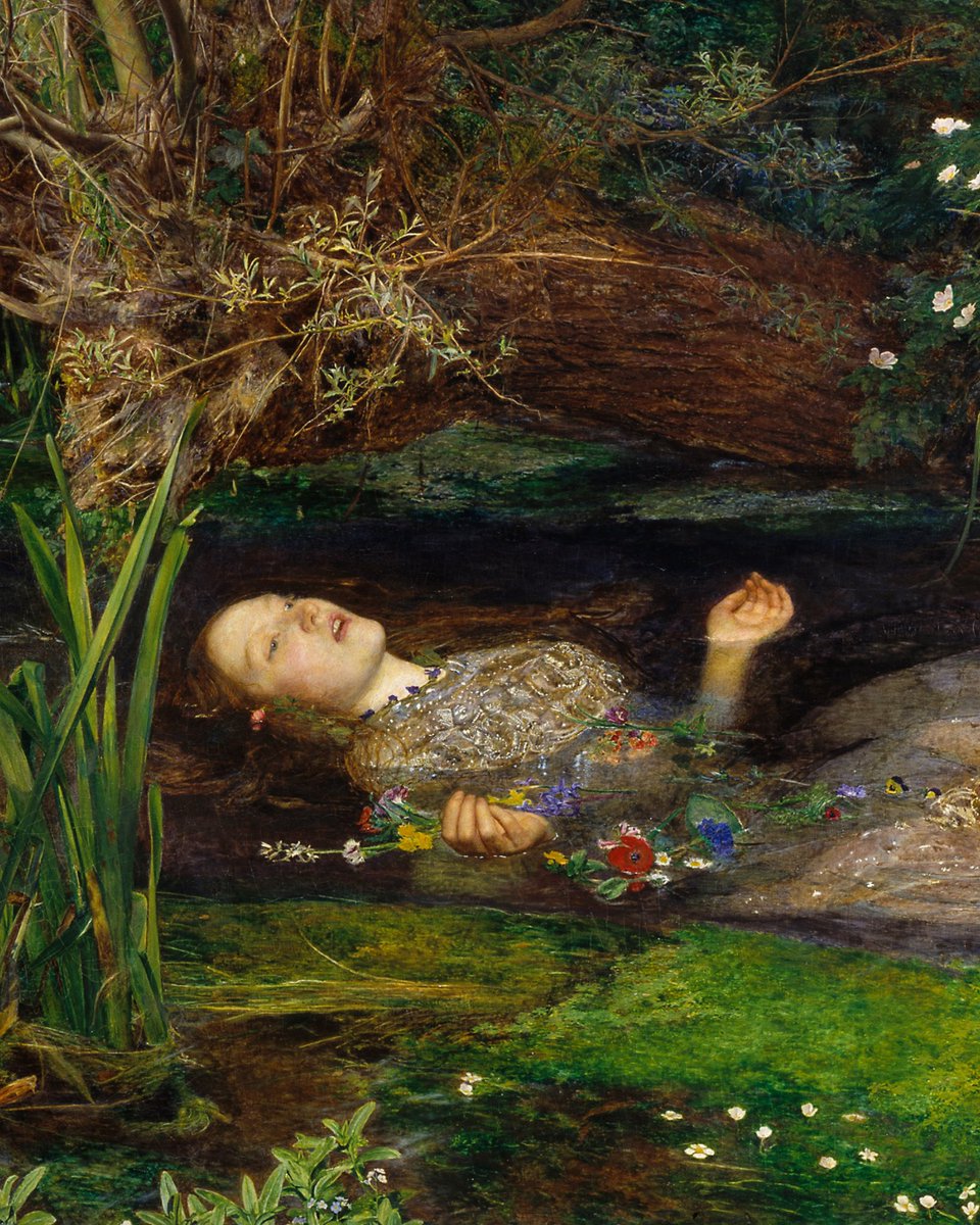 JamesLucasIT's tweet photo. This is one of the most famous paintings in the world, and almost no one knows the haunting story of the woman lying in the water...

This is Ophelia, by John Everett Millais, finished in 1852. The scene is from Hamlet, the young woman who loses her mind after the man she loves kills her father, and drowns in a stream while singing and gathering flowers. 

Millais caught the instant before she goes under, hands open, lips still parted in song, her gown pulling her down. In the play, her death is almost a throwaway. It happens offstage, and the queen simply reports it afterward:

"There is a willow grows aslant a brook... When down her weedy trophies and herself fell in the weeping brook."

A few more lines, and the story moves on. Millais took that half-second and spent the better part of a year on it.

Every flower in the water is real, painted with the obsessive botanical precision the Pre-Raphaelites were famous for, and almost every one carries a hidden meaning. The pansies floating on her dress stood for love in vain. The violets around her neck meant faithfulness. The daisy near her hand, innocence. The weeping willow leaning over her was the old symbol of forsaken love. And bright against her gown, one red poppy: the flower of sleep and death, which Shakespeare never mentioned, and which Millais added himself. He built the whole tragedy into the foliage, in a language his Victorian viewers could read like text, and which we drift right past today.

To get the water right, Millais did something extraordinary: he painted the river first, outdoors, on the banks of a stream in Surrey, sitting there for five months, recording every leaf and reed. Then, through the following winter, he painted the girl. Her name was Elizabeth Siddal. She was twenty-two, discovered working in a hat shop, and she would become the great tragic figure of this whole story.

To pose as the drowning Ophelia, Siddal lay for hours in a bathtub of water in Millais’s studio, wearing an antique silver gown he had bought for the purpose. It was winter, so he set oil lamps beneath the tub to keep the water warm. One day, absorbed in his work, Millais did not notice that the lamps had gone out. Siddal, the perfect model, said nothing and did not move, and lay there in the freezing water until the session ended. She caught a severe cold that turned to pneumonia.

She recovered, but never fully, and she never posed for Millais again. And here is the detail that turns this painting into something almost unbearable to look at: ten years later Elizabeth Siddal died of an overdose of laudanum, the opium drug that Victorians took by the spoonful. She was thirty-two.

Look again at that single red poppy Millais slipped into the picture, the flower that has always meant both sleep and death, and that opium is made from.

He painted a beautiful young woman playing a girl who drowns. He could not have known he was also depicting her fate.

Some paintings do not stay inside their frames...