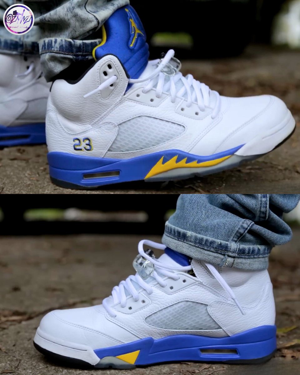 zSneakerHeadz's tweet photo. BREAKING: The Air Jordan 5 “Laney” is expected to RETURN on May 15, 2027! 💙💛

Jumpman on the heel. Full-family sizing. Originally released in 2000 and last retroed in 2013. https://t.co/oaWlAY0l16