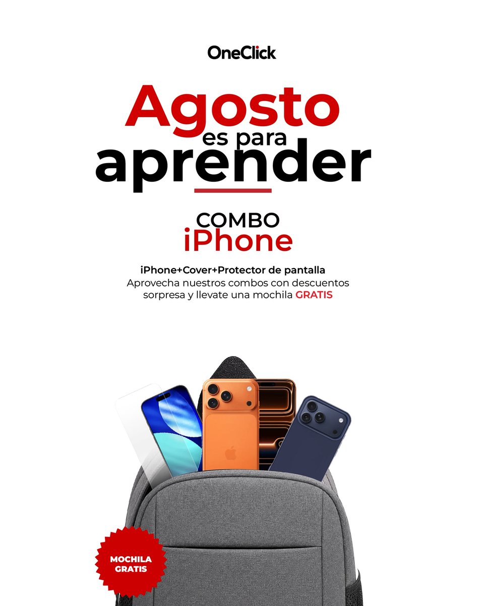 tusambildo's tweet photo. Agosto es para aprender y en #OneClickRD lo saben.

Durante el regreso a clases, al comprar uno de los combos seleccionados, llévate una mochila totalmente GRATIS.

#NivelKennedy https://t.co/SC8VniJ4Vd