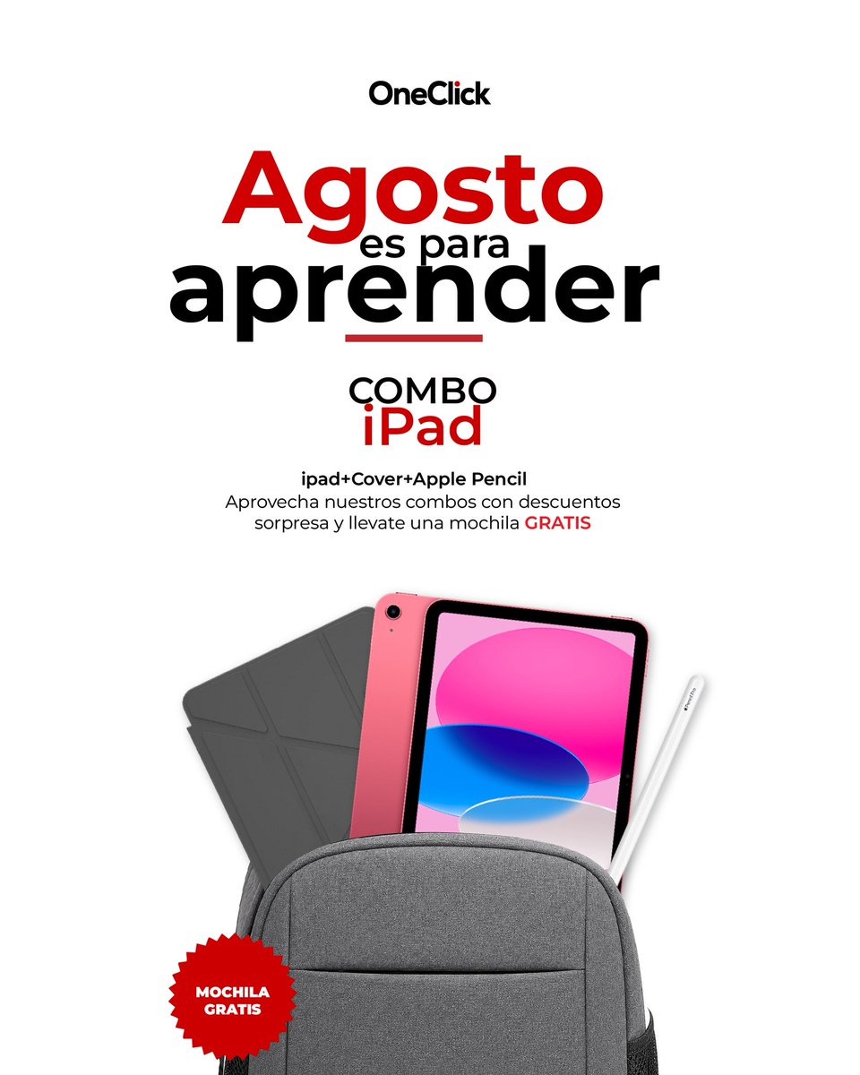 tusambildo's tweet photo. Agosto es para aprender y en #OneClickRD lo saben.

Durante el regreso a clases, al comprar uno de los combos seleccionados, llévate una mochila totalmente GRATIS.

#NivelKennedy https://t.co/SC8VniJ4Vd