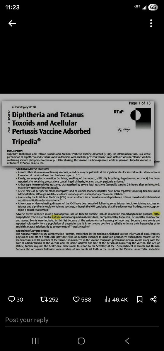 AndrewZywiecMD's tweet photo. There is no science that shows vaccines cause Autism ...except in these published studies which show vaccines cause Autism... and autism being listed in the inserts....

▪️ https://t.co/9PBis1NeN0

▪️ https://t.co/BnGp3LHpNY

▪️ https://t.co/GZg2u91uyH

▪️ https://t.co/HxyJhJ9eTU

▪️ https://t.co/UxGxKAQhcJ

▪️ https://t.co/pMF2i9yH4L

▪️ https://t.co/0gN0fSNtKK

▪️ https://t.co/d3fELVQ3bO

▪️ https://t.co/nerRN2PiFm

▪️ https://t.co/z3Jr3j1L4T

▪️ https://t.co/dfXwUj6L37

▪️ https://t.co/rsAb6yiTp6

▪️ https://t.co/T7FGd5W39O

▪️ https://t.co/WB7eA9gfwb

▪️ https://t.co/CIApYvYcxV

▪️ https://t.co/gVt803ebzu

▪️ https://t.co/8aif6nRsWz

▪️ https://t.co/g8R2I7z9Rb

▪️ https://t.co/Ou4Op0TVgP

Causal relationship between vaccine induced immunity and autism
▪️ https://t.co/cm2GtMLmYG
