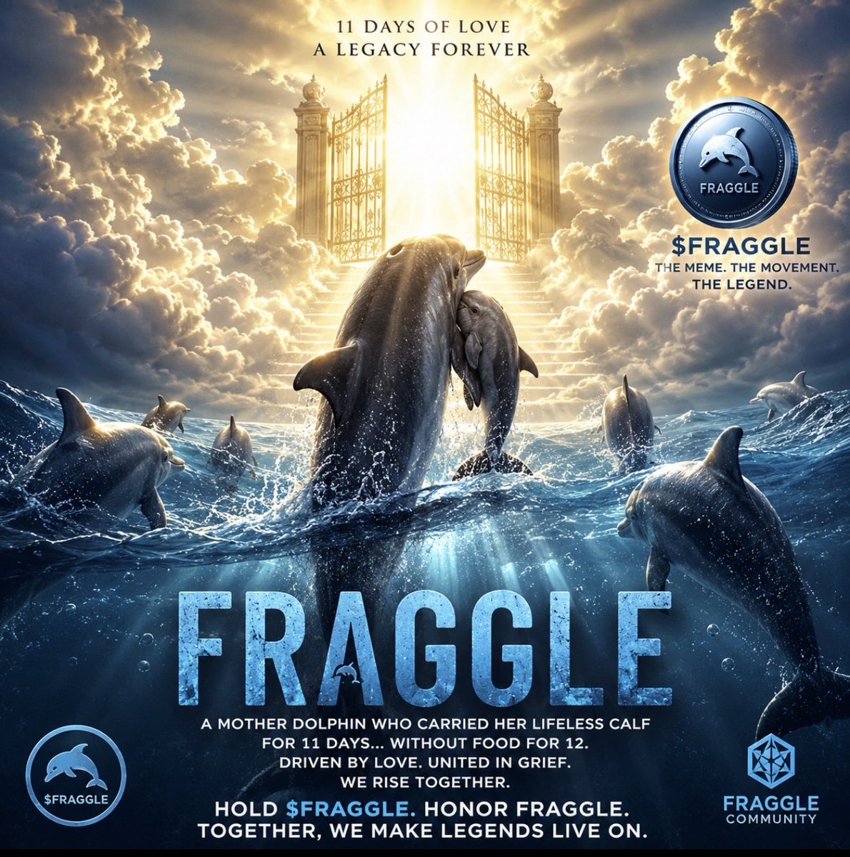 Usama95_'s tweet photo. @cookerizy Fraggle — a mother who refused to let go. 🐬💔

She carried her lifeless calf for 11 days and went 12 days without food.

This is more than a meme. It’s a story of love the world should remember.

$FRAGGLE 🐬🌊
11 days of love. A legacy forever. https://t.co/NOhNF79Ybb
