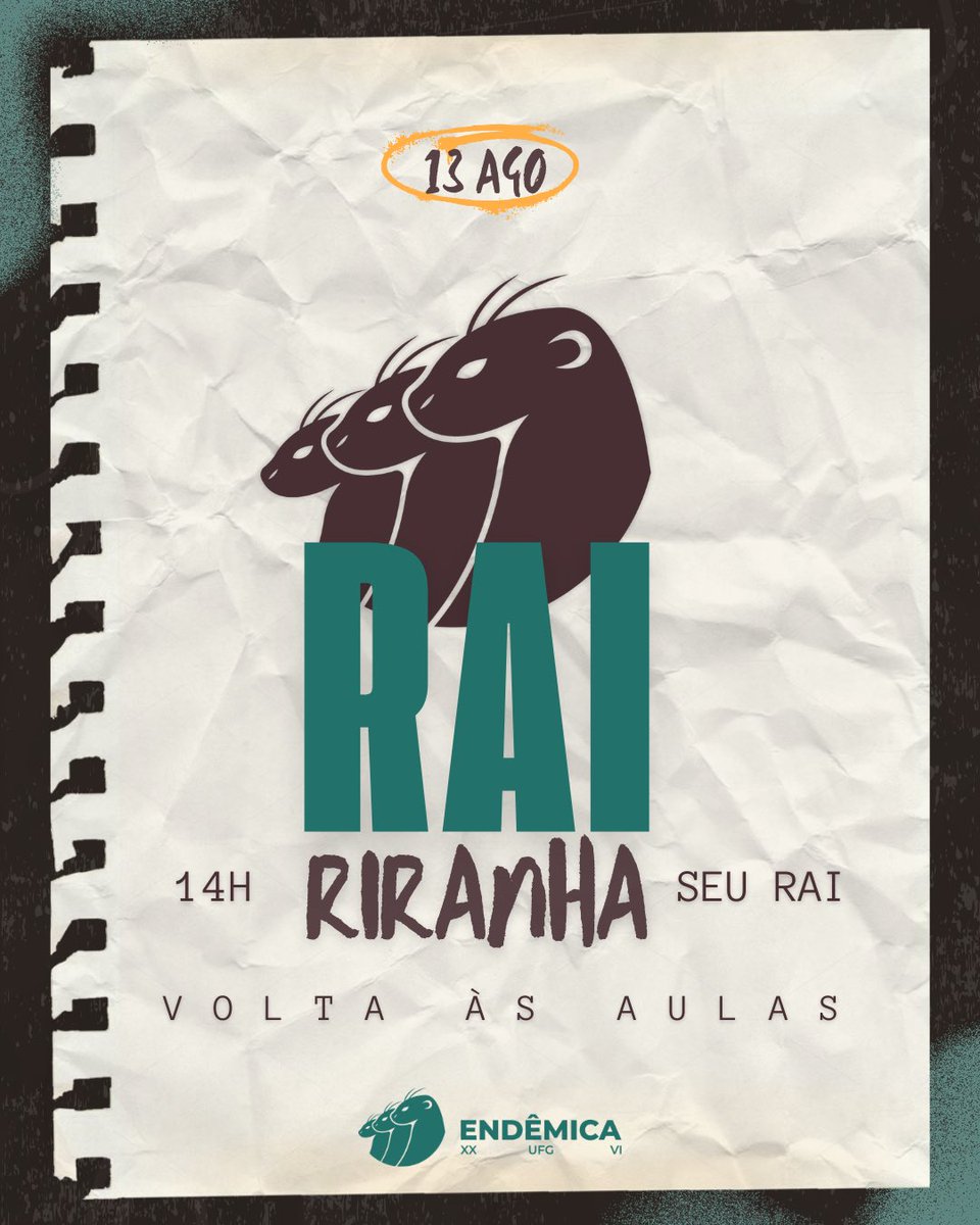 Endemica_ufg's tweet photo. A gente gosta daquele começo de semestre como? Com Rairiranha pra não perder o costume! 🤤🍺

Para esfriar a cabeça nessa volta às aulas, matar a saudade ou conhecer o melhor dia da semana na UFG, vem beber aquela geladíssima com a gente lá no Seu Rai! 

📆 13.08
📍Seu Rai
⏰ 14h https://t.co/ys03SZWcWM