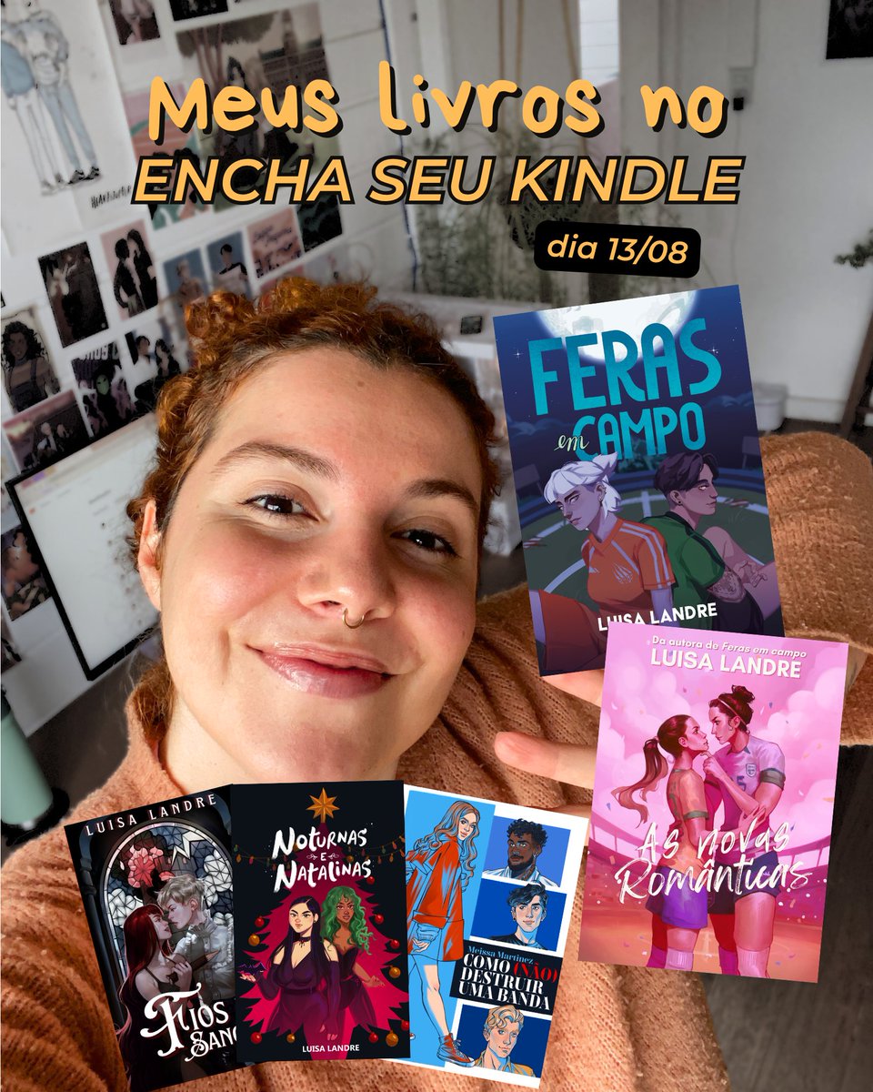 luisalandre's tweet photo. 🚨TODOS os meus livros vão estar em promoção no Encha Seu Kindle!!
"Feras em campo" vai estar por R$ 3,99, um preço que a editora deixa só no ESK, e os demais vão estar entre R$ 2,70 e R$ 1,80 🎉🪩 https://t.co/6e5YmFSXzg