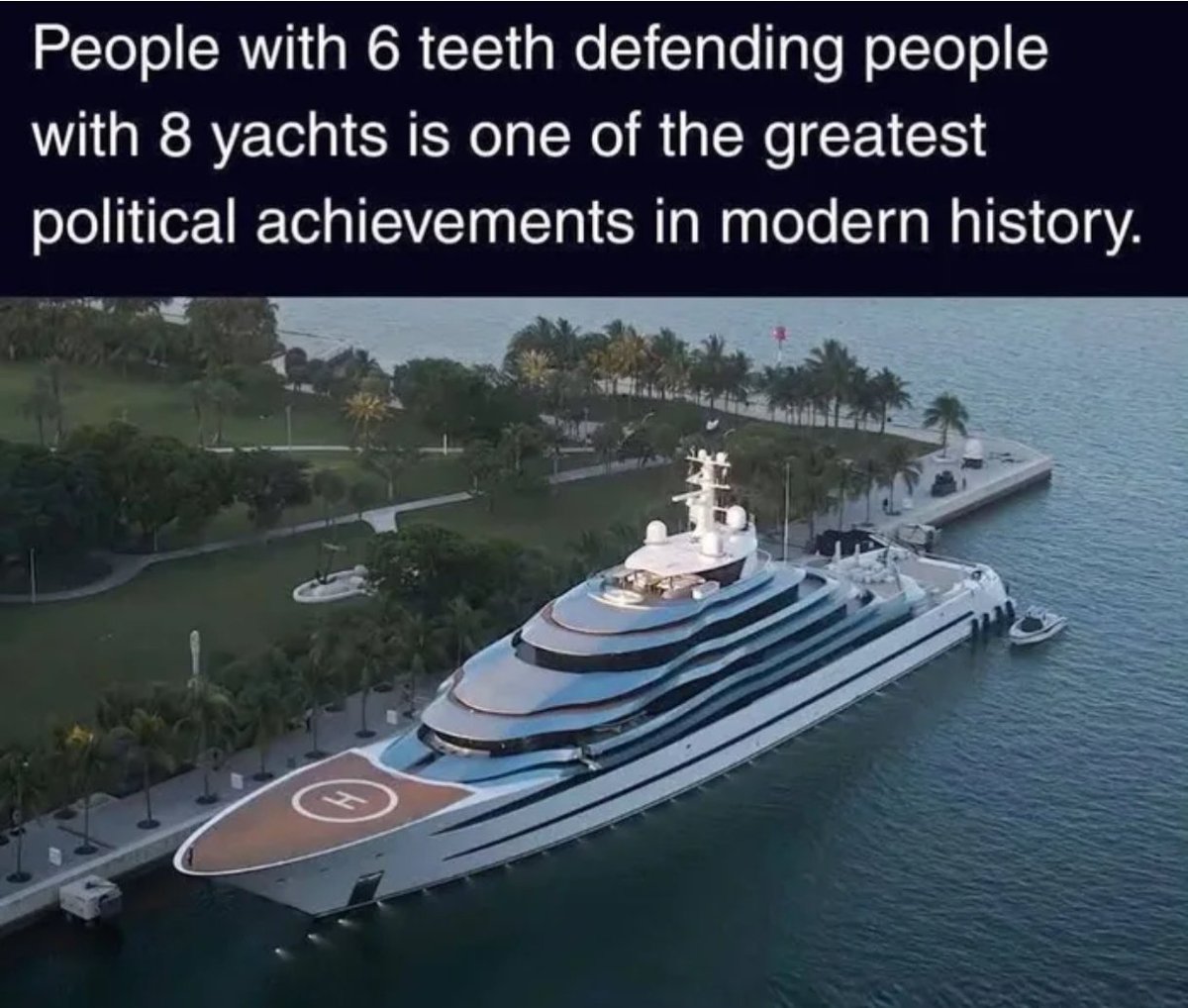 TheFl0orIsLaVa's tweet photo. The billionaire will never know your name, but I’m sure he appreciates you defending his yacht from the terrifying possibility of taxation. https://t.co/h2kLNkjC6o