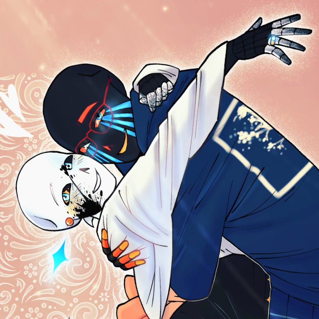 JustAngelDV's tweet photo. Heaven &amp; Nameless
My fiancé's Errorsona and my Inksona! ☀️

#errorink
#undertale https://t.co/O2cGVTRqAx