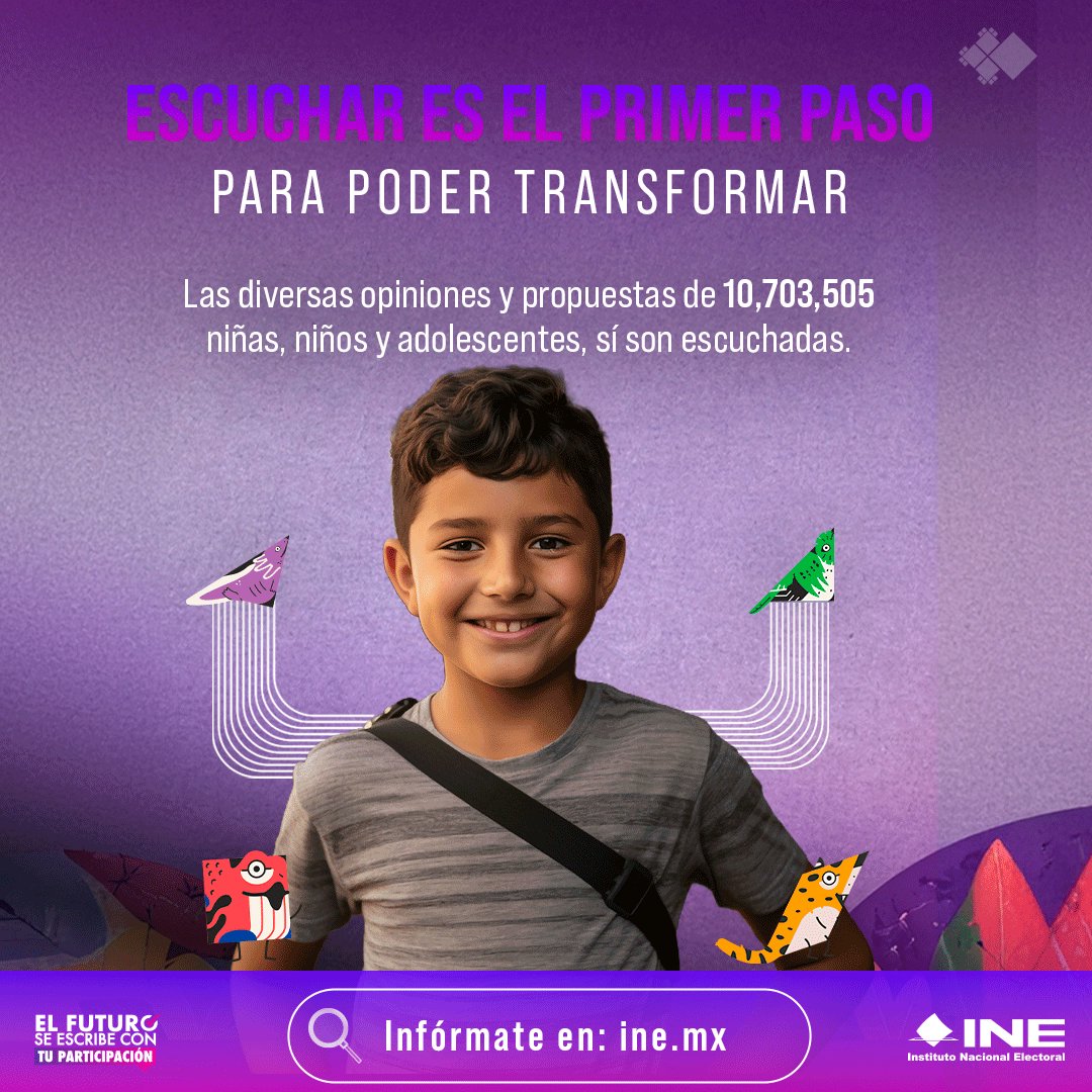 INEMexico's tweet photo. ¡Las voces que transforman nuestro entorno! 🌟

Las opiniones de la Consulta Infantil y Juvenil 2024 ya están listas; son propuestas llenas de valor que impulsan sus derechos y guían la creación de mejores políticas públicas. 🚀

👉 ¡Sé parte del cambio, descubre sus respuestas y comparte su voz! 

💻 Conoce los resultados aquí: https://t.co/pexdwmEqi3
