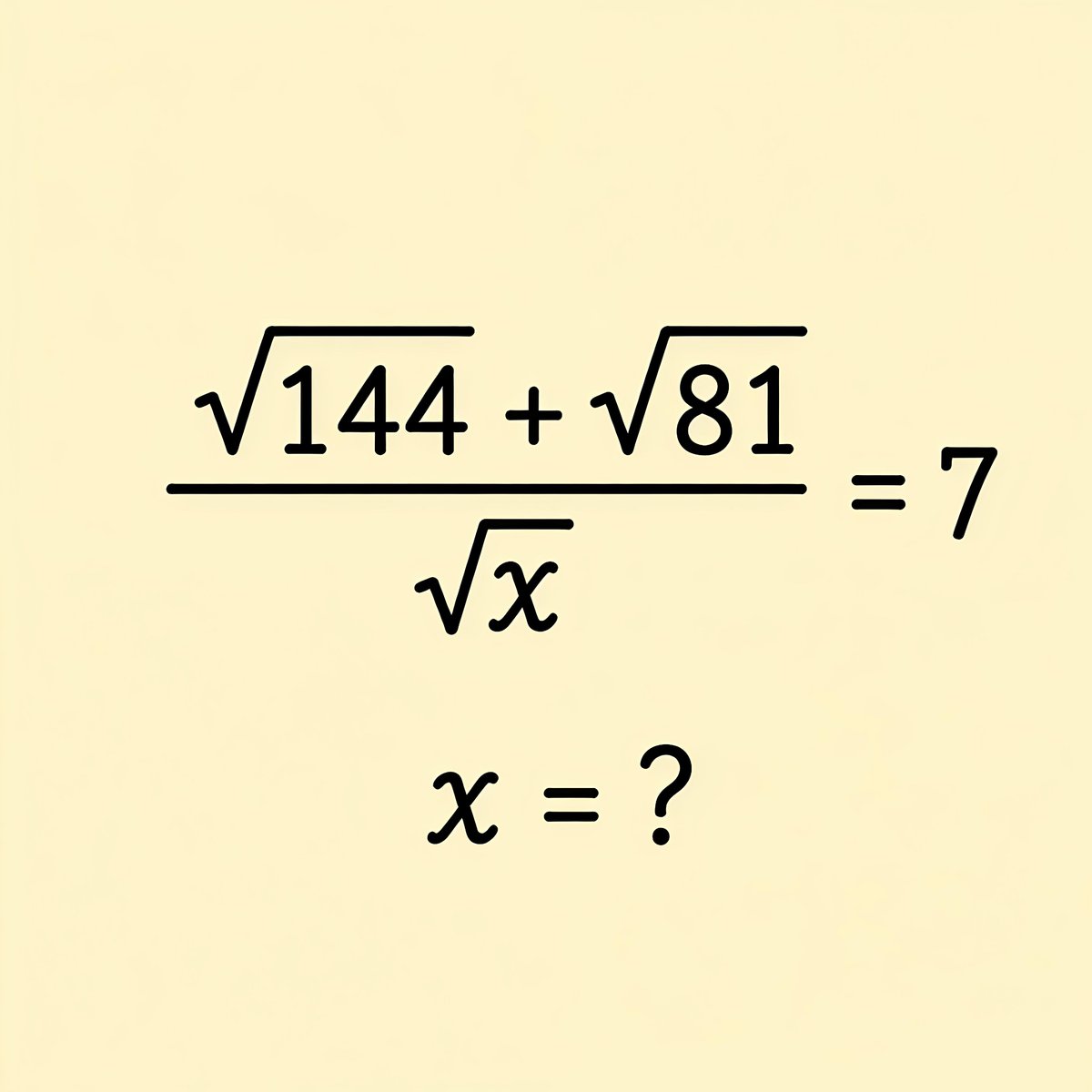 sadafsheriff35's tweet photo. Looks simple. until you try to solve it. 👀 

What's  x? https://t.co/ZC5aF8oDZR