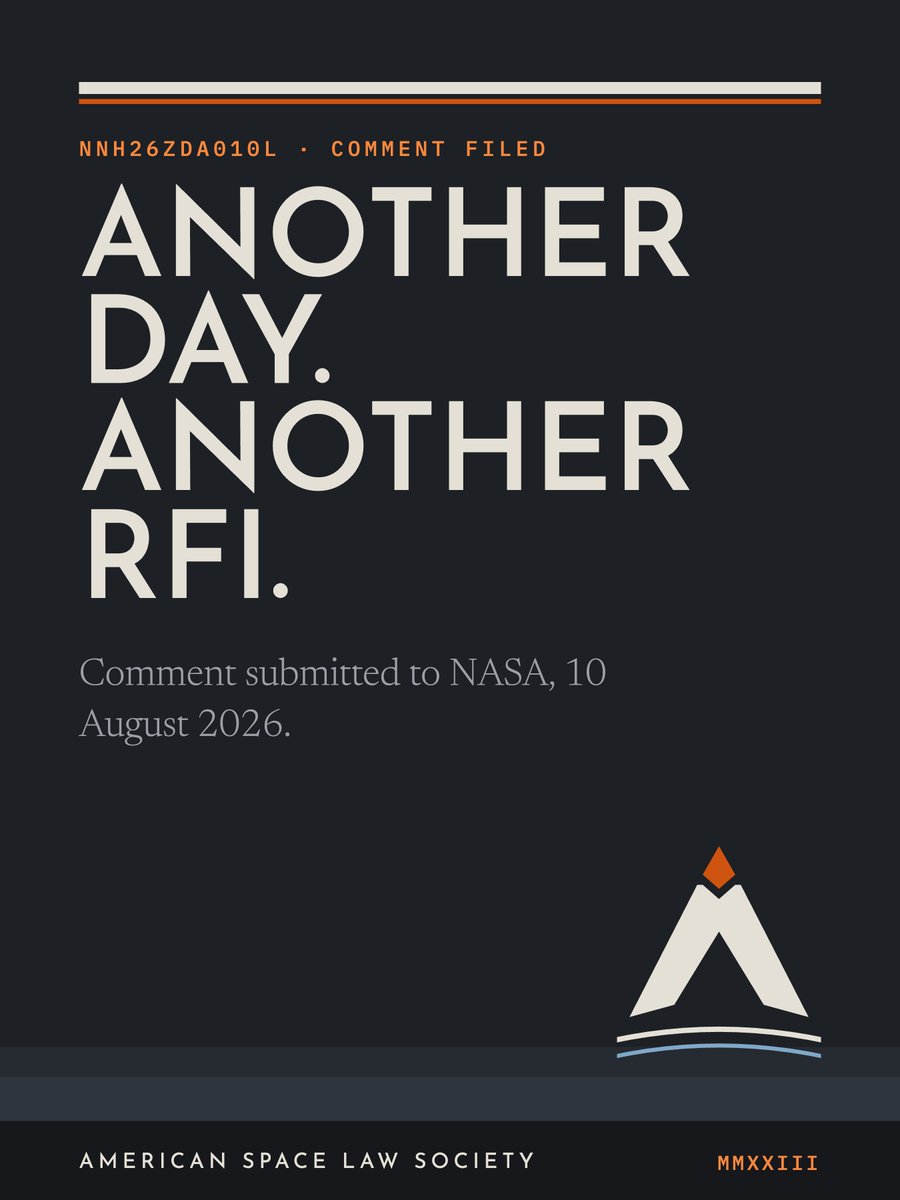 TheAmericanSLS's tweet photo. We’re not slowing down.

Two days after our relaunch and first federal filing, the American Space Law Society submitted a response to NASA on planetary protection for commercial exploration
NASA should help lead American practice and shape the international standards that follow https://t.co/SkcfME1os7