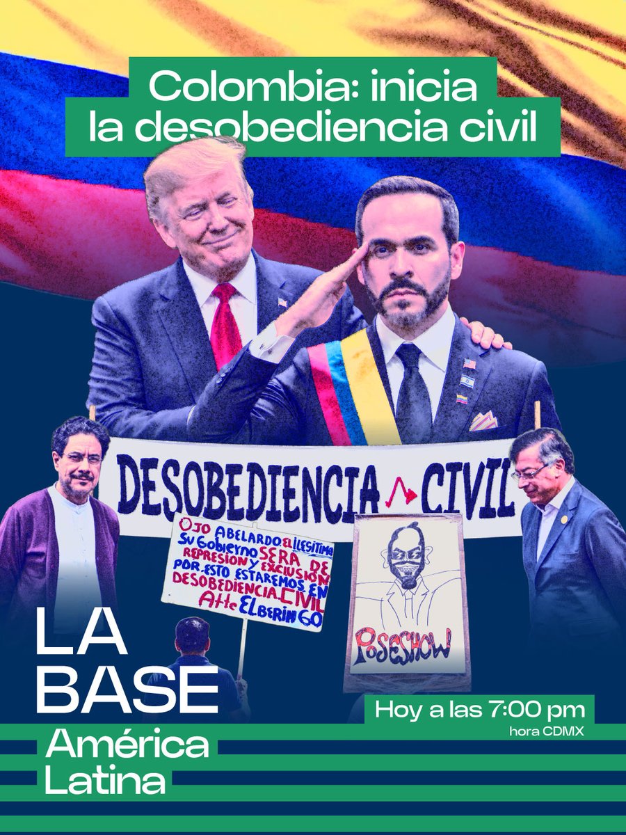 LaBaseAmLat's tweet photo. 🚨 COLOMBIA: ¿DE QUÉ “HORRIBLE NOCHE” HABLA DE LA ESPRIELLA? | #LaBaseAmLat 🚨

Mientras Abelardo de la Espriella celebraba el fin del gobierno de Petro, Iván Cepeda desconocía su legitimidad. Entre movilizaciones, ataques armados, acusaciones de fraude y llamados a la organización popular, Colombia comienza una nueva etapa marcada por la confrontación política.

¿Terminó la “horrible noche” o apenas comienza otra?

⏰ HOY | 7:00 pm (CDMX)
📺 YouTube · La Base América Latina
👉 https://t.co/rW8POTpdkS

📢 No te quedes fuera del análisis.