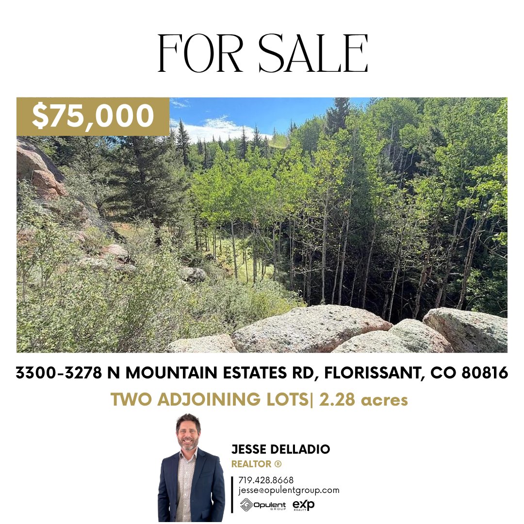 JesseDelladio's tweet photo. ✨ NEW LISTING ✨
💲$75,000 | 📍Florissant, CO
2.28 acres, two adjoining lots, power at the line, Firewise community, elk country, minutes to Mueller State Park 🌲⛰️

Jesse Delladio | Opulent Group
📞 (719) 428-8668

#ColoradoLand #FlorissantColorado #ColoradoSpringsRealEstate https://t.co/DsRwtBJ3aG