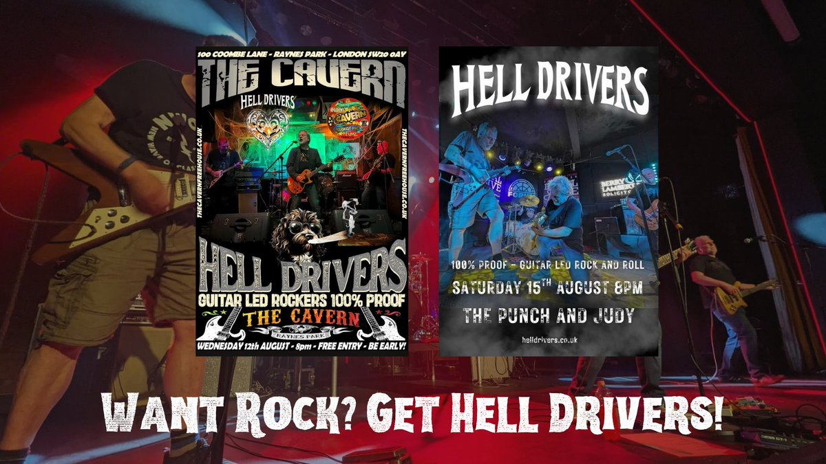 Hell_Drivers's tweet photo. Yep we've been quiet for a month but this week things are gonna get LOUD! MIDWEEK MAYHEM Wednesday 12th at The Cavern Freehouse ##raynespark #westwimbledon WEEKEND ROCKING Saturday 15th at The Punch &amp; Judy #Tonbridge 
Two gigs. One week. 100% Proof Guitar‑Led Rock ’n' Roll https://t.co/DNxDMACM5o