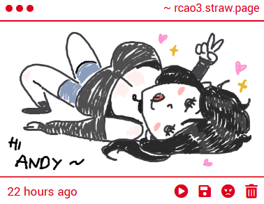 RC1024AO3's tweet photo. Andrew sees this and PAINTS his pants, but looks away, curses at her, and tells her not to call him Andy.

Before going into the bathroom to furiously jerk off for like fifteen minutes. 

I love this art so much, she looks so CUTE, thank you for this!! 🩷🩷🩷 https://t.co/kCz8c7SCNW