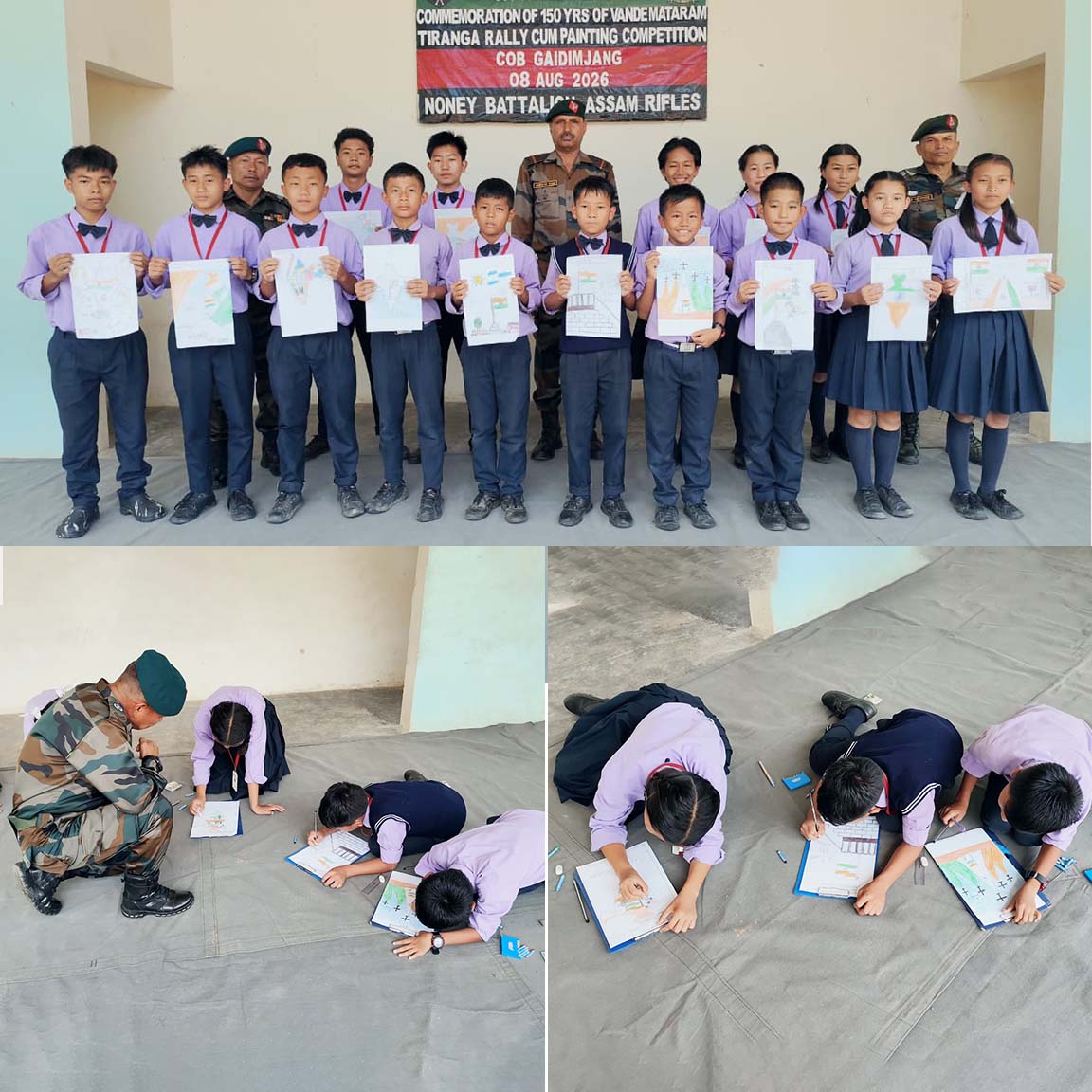 official_dgar's tweet photo. ASSAM RIFLES ENGAGES 150 STUDENTS IN IN CELEBRATING 150 YEARS OF VANDE MATARAM IN MANIPUR

#AssamRifles conducted a Tiranga Rally-cum-Painting Competitionat Dreamy International School, Satudai, Noney, Manipur on 09 Aug 2026 to commemorate 150 years of Vande Mataram.

The event saw enthusiastic participation of 150 students and 06 teachers, promoting patriotism, national heritage, unity and national integration among the youth. The initiative further strengthened community engagement and civil-military relations in the region.

#AssamRifles #VandeMataram #150YearsOfVandeMataram #HarGharTiranga #Patriotism #YouthEmpowerment #Education #Innovation #CreativeLearning #FutureReady #NationBuilding #PatrioticSpirit #OperationSadbhavana #friendsofthenortheast #sentinelsofnortheast 

@HMOIndia @adgpi @PIBHomeAffairs