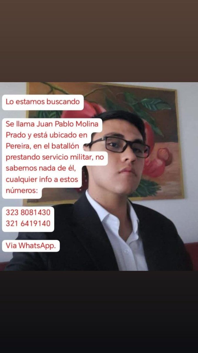rebellionEPF's tweet photo. Necesito el favor de difundir el paradero de dos amigos míos desaparecidos en la ciudad de Pereira. Les adjunto los números para dar con ellos. Gracias https://t.co/H9K1UovDcI