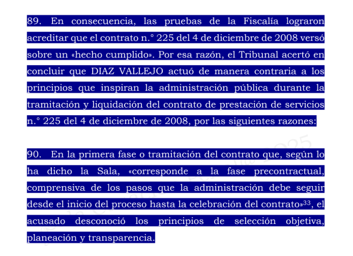 Ronaldsanabria1's tweet photo. EL CONTRATO CELEBRADO PARA LEGALIZAR UN HECHO CUMPLIDO VULNERA LOS PRINCIPIOS DE LA CONTRATACIÓN ESTATAL

Consulte en análisis: https://t.co/0erSsIMmP7

Muchas personas creen que el problema de un contrato estatal consiste únicamente en que falte un documento o que algún trámite se haya realizado de manera incorrecta. Sin embargo, esta sentencia demuestra que el verdadero problema aparece cuando la administración presta primero el servicio y solo después elabora el contrato para poder pagarlo.

Eso fue precisamente lo que ocurrió en este caso. Según logró demostrar la Fiscalía, una contratista ya había suministrado alimentos durante un evento realizado en junio. Meses después, la administración elaboró un contrato, estudios previos, actas y demás documentos como si todo el procedimiento hubiera ocurrido antes de prestar el servicio. Es decir, intentó darle apariencia de legalidad a algo que ya había sucedido.

La Corte Suprema explicó que esta práctica se conoce como "hecho cumplido" y es contraria a la contratación estatal. La razón es sencilla: el contrato no existe para justificar decisiones que ya fueron tomadas, sino para garantizar que, antes de contratar, la administración planee la necesidad, seleccione objetivamente al contratista y actúe con transparencia en el manejo de los recursos públicos.

Por eso, la Corte fue enfática en señalar que hacer el contrato después no corrige la irregularidad. Al contrario, cuando la documentación se elabora únicamente para respaldar un servicio que ya fue prestado, esos mismos documentos pueden convertirse en la prueba de que el procedimiento nunca se cumplió como lo exige la ley.

En conclusión, esta decisión deja una enseñanza muy clara: la contratación pública no puede utilizarse para "legalizar" hechos ya consumados. Si primero se ejecuta el servicio y después se construye el expediente contractual para justificar el pago, la irregularidad no desaparece. Por el contrario, esa actuación puede dar lugar al delito de contrato sin cumplimiento de requisitos legales.