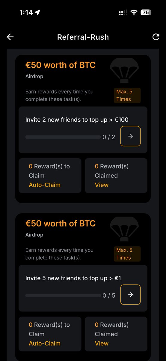 RastreaPromos's tweet photo. BYBIT NUEVA PROMO: HASTA 500€ EN BTC POR REFERIDOS 🟠

Han activado un Referral Rush nuevo con 2 recompensas:

💰 50€ en BTC → invita a 2 amigos que hagan un depósito de >100€. Y mantengan 3 días. (Ellos reciben 45€) 
🔁 Se puede conseguir hasta 5 veces = 250€.

💰 50€ en BTC → invita a 5 amigos que hagan un depósito de >1€. Y mantengan 3 días.
🔁 También hasta 5 veces = 250€.

👉 Potencial: hasta 500€ en BTC.

🎁 Mi enlace: https://t.co/sSVJ3RSeiV⁠￼