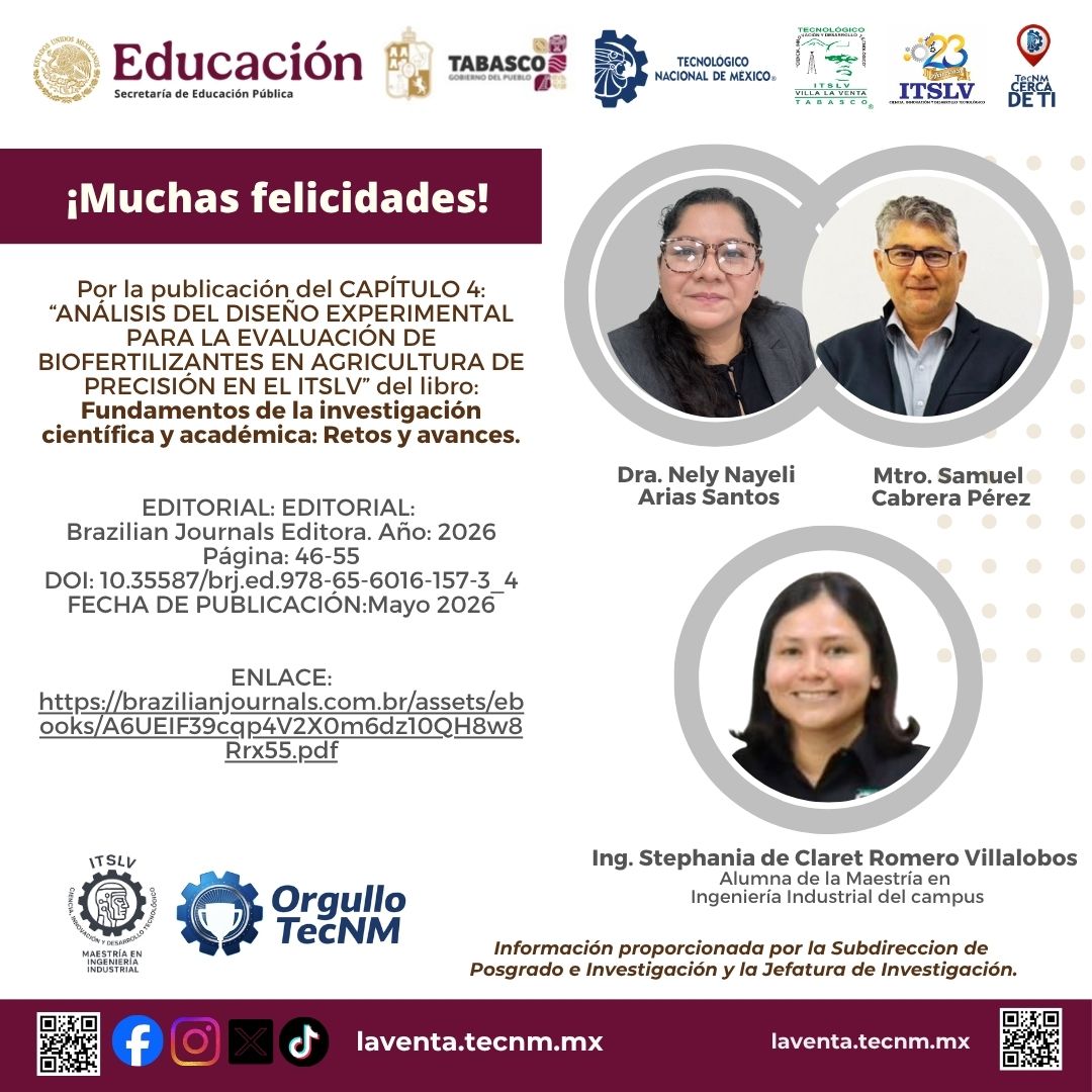 teclaventa's tweet photo. Felicitamos con orgullo a nuestros docentes y a la estudiante de maestría, por la publicación de un capítulo de libro, resultado de su trabajo académico y de investigación, como parte de la productividad vinculada a la Maestría en Ingeniería Industrial. https://t.co/h34JBXcTUv