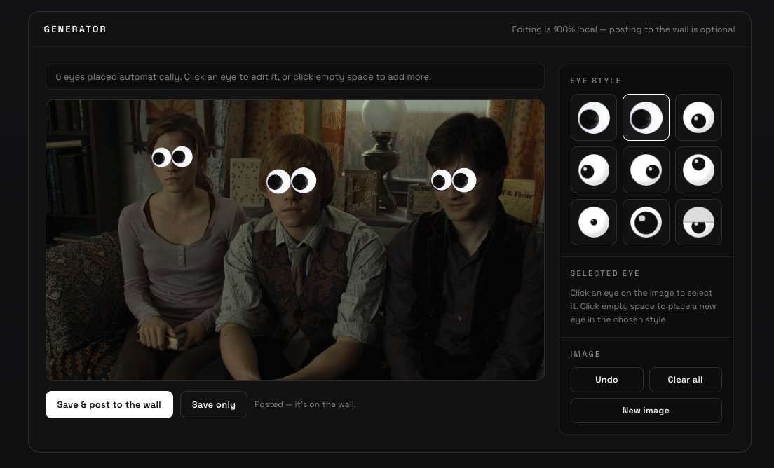 GOOGLYxEYES's tweet photo. Upload any picture and it automatically detects the eyes and puts the googlies right where they belong.

Want more control? Add them yourself, move them around, resize them and get them looking exactly how you want. 

PUT them ON.. THE $GOOGLY eyes!

https://t.co/vXKTELM5fG https://t.co/NI8ySYNQLE