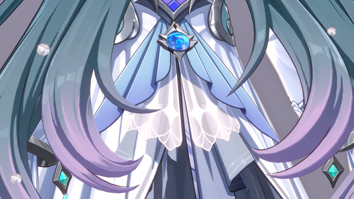 GreenTeaWafflez's tweet photo. working on her renders but her details are so pretty esp with those white cloth touches!! it def needs a post of its own to appreciate that🥹#Vodyanitsa #GenshinImpact https://t.co/1zou0v3sEn