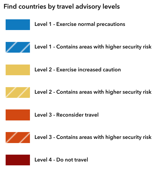 RealJarTaylor's tweet photo. US Start Department travel advisory map. Blue is safe, red is "Do not travel." 

East Europe is as safe as Japan, but West Europe is getting risky. Gee, can anyone tell me why? https://t.co/Zbb7dGaFRH