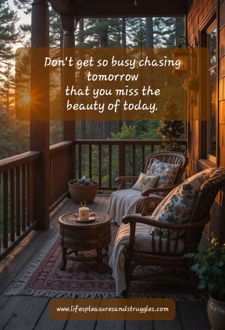 LifeWithJohn's tweet photo. Don't get so busy chasing tomorrow that you miss the beauty of today. https://t.co/hgk7eY9XL2