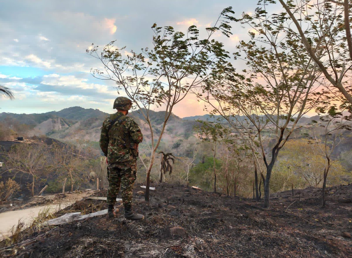 Ejercito_Div5's tweet photo. Ya estamos en San Luis, #Tolima.

Soldados del Batallón de Infantería N.° 18 Coronel Jaime Rooke, de la #SextaBrigada, se encuentran en el sector, brindando seguridad y apoyando las labores para controlar y extinguir la conflagración que se presenta.

En momentos que requieren unión y solidaridad, nuestros soldados están donde más se necesitan, protegiendo la vida, acompañando a las comunidades y trabajando por la tranquilidad de los tolimenses.

¡Siempre al lado de nuestra gente! 🇨🇴

#SiempreATuLado