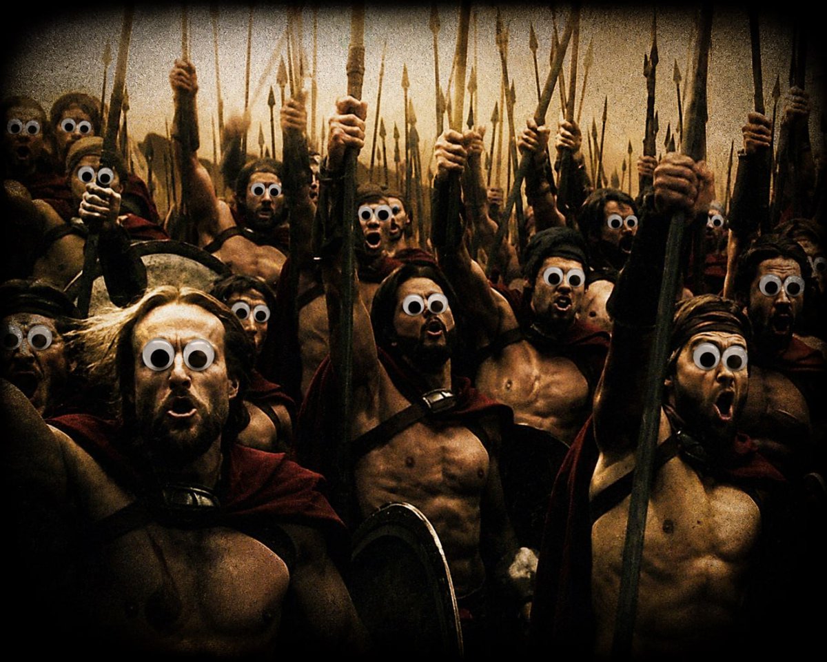 GOOGLYxEYES's tweet photo. 300 men. 600 googly eyes. https://t.co/kmUyoDjhMJ