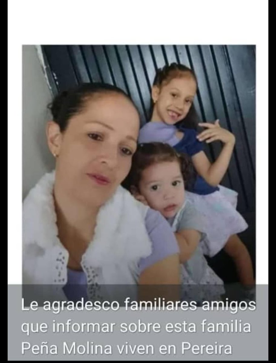 juancrogue's tweet photo. Se buscan residen en el Barrio Cuba de #Pereira Hildamar Molina de Peña y Alanna y Luciana Peña, su familia en Lara, Venezuela requiere información. #Colombia #Terremoto #emergencia @CaracolRadio @NoticiasCaracol https://t.co/Us9l2IYe2h