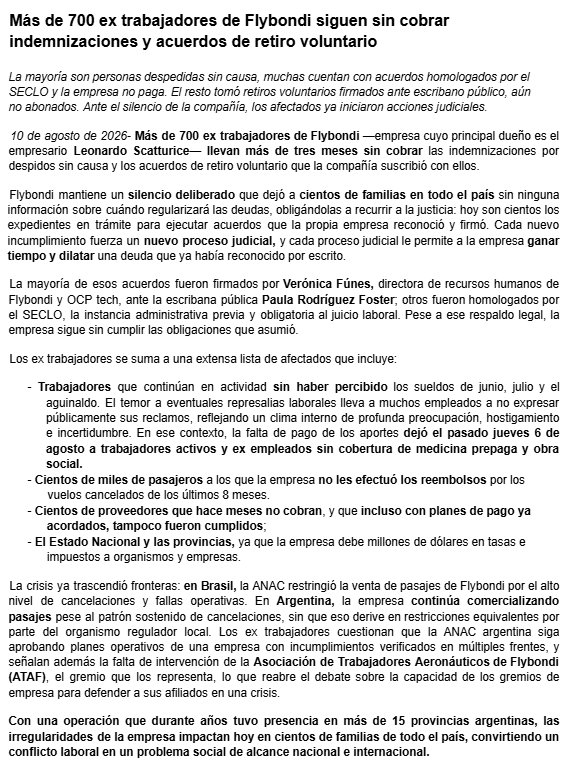 SpottersArg's tweet photo. 🇦🇷 Más de 700 exempleados de Flybondi denuncian que siguen sin cobrar sus indemnizaciones y retiros voluntarios https://t.co/rXVUKRKUyY