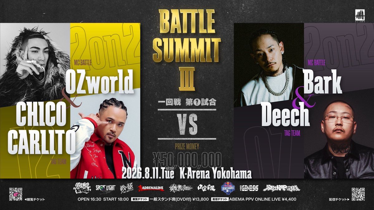 unten1993's tweet photo. いよいよ今日。宜しく🔥🔥🔥

@battlesummit1 
@ABEMA 

https://t.co/zmo3HR7YxH

BATTLE SUMMIT Ⅲ
日程 : 2026年8月11日(火・祝)
会場 : Kアリーナ横浜
OPEN 16:30 / START 18:00
🏆優勝賞金5000万円🏆 https://t.co/4tygNGRvaG